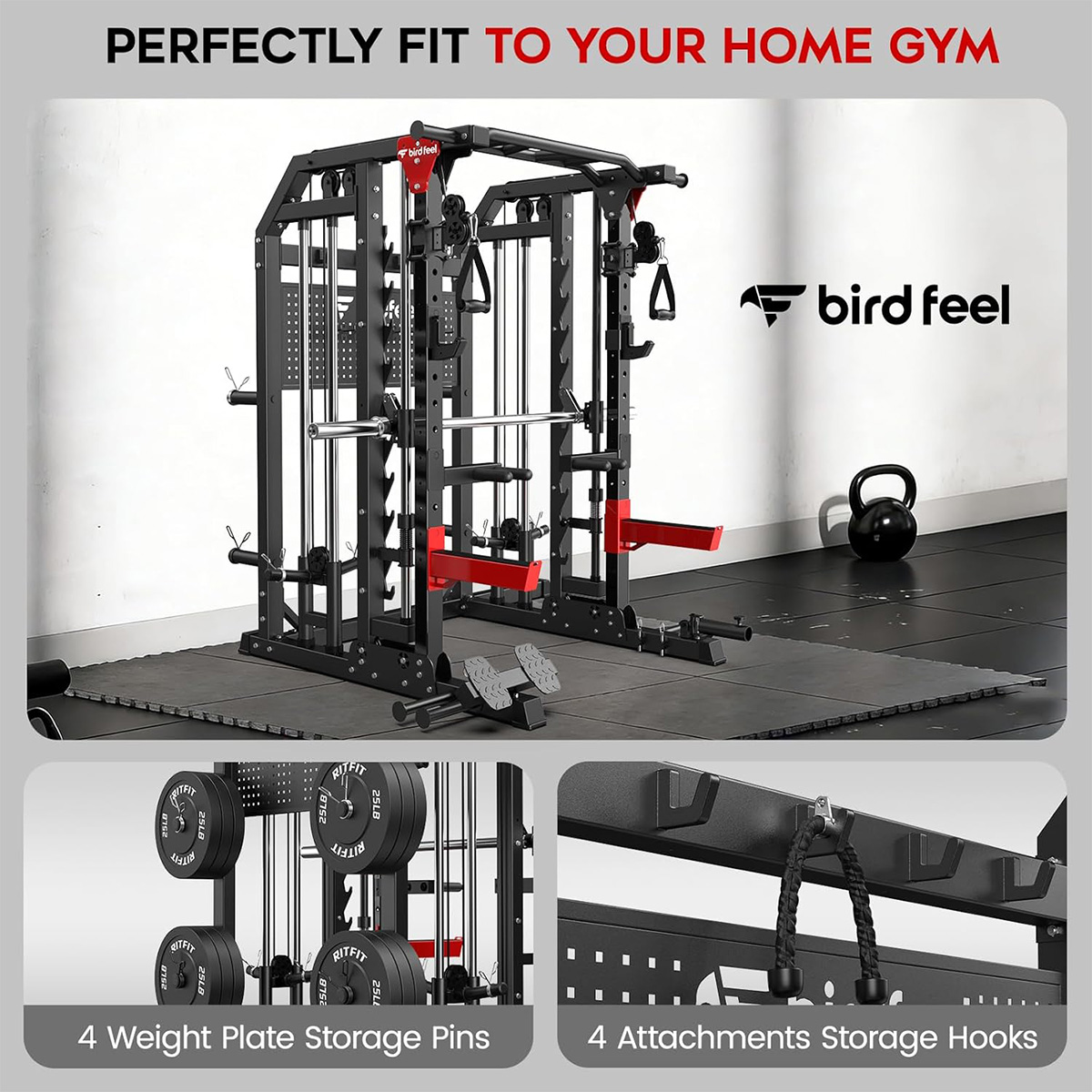 Pooboo Power Cage Multi-Functi - đánh giá và giá Home Gym Rack With Cables